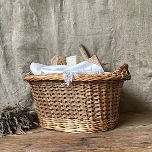 Please do not buy! RESERVED for C. Vintage French  Wicker Baskets , handmade, laundry basket