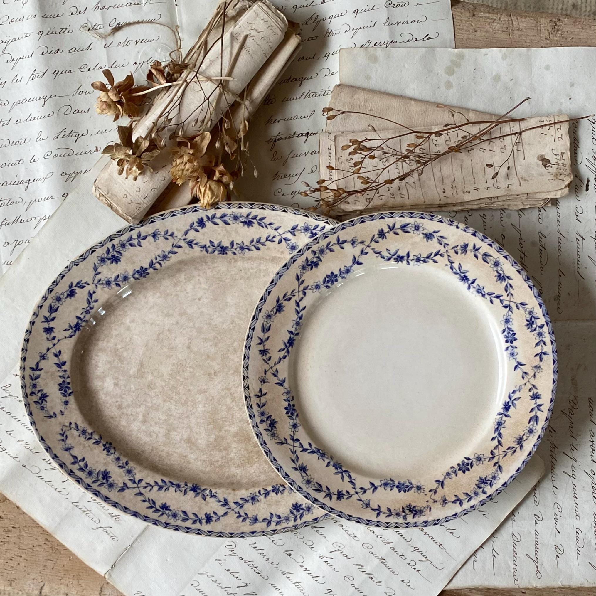 Antique French Blue Transfer Platter - Etsy