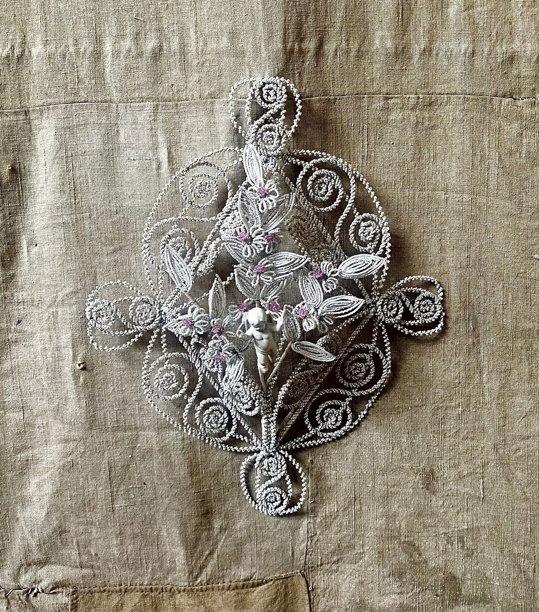 Antique French Crown of Glass Beads. Antique Funeral Wreath. Etsy