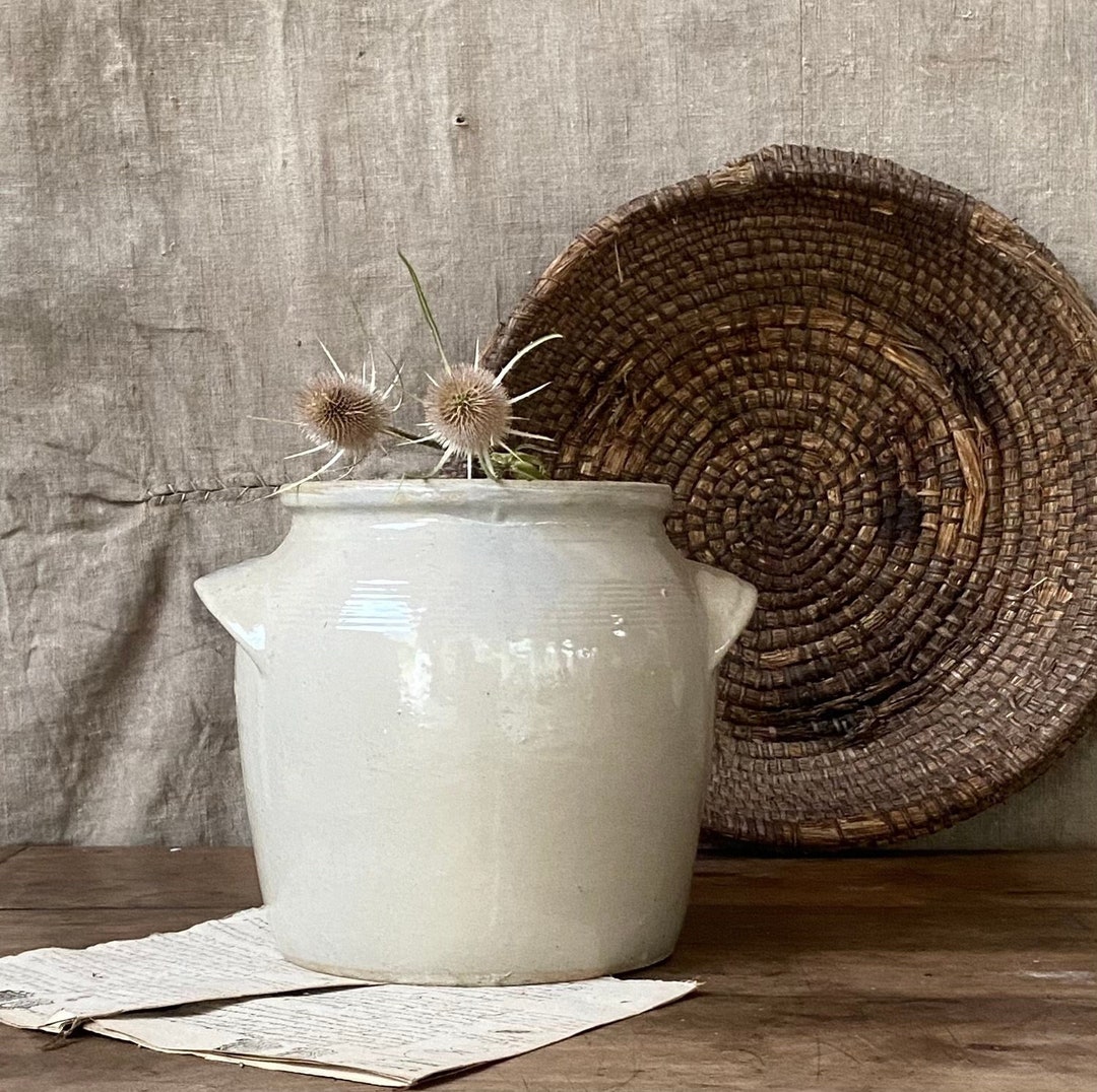Preserving Pot With Inset Antique French Large Pot in Glazed Stoneware. Pot of Conservation ...