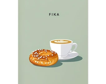 Fika Scandinavian Design Poster with Hanger - Classic Semi-Glossy Wall Art