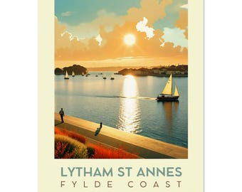 Retro Travel Poster of Fairhaven Lake - Vintage Wall Art for Home Decor