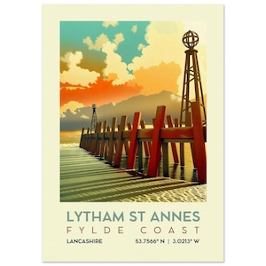 Retro Lytham St Annes Pier Print: Vintage Travel Poster