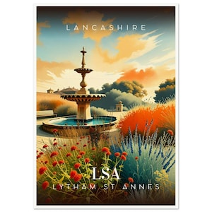 Lytham St Annes Travel Poster: Retro Seaside Art Print
