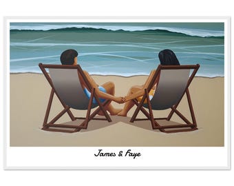 Arte de parede personalizada para casais - pôster emoldurado de aniversário e data de nascimento - nome e texto personalizados