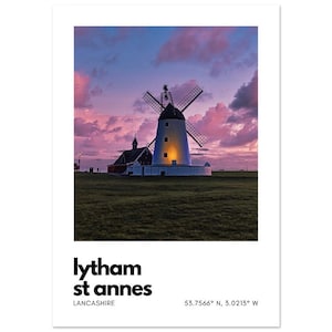 Lytham Windmill Print: Lancashire Travel Poster, England