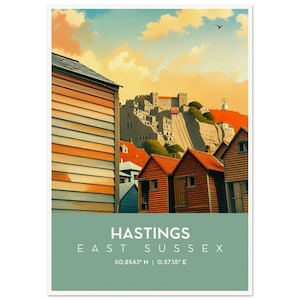 Retro Travel Poster Wall Art Hastings East Sussex