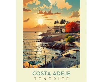 Retro Costa Adeje Travel Poster: Tenerife Wall Art