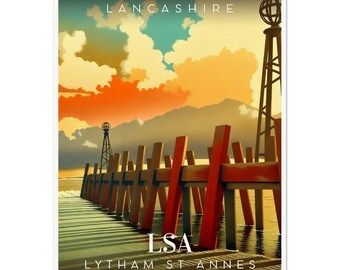 Lytham St Annes Travel Print: Retro Seaside Art