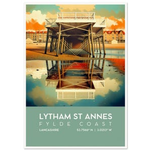 Lytham St Annes Pier Print: Retro Travel Poster Wall Art