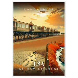 Retro Lytham St Annes Pier Print: Vintage Travel Poster