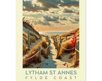 Retro Lytham St Annes Travel Poster: Fylde Coast Wall Art