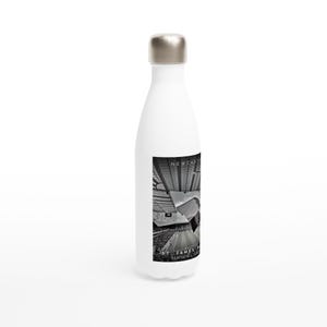 Monochrome Newcastle United St James Park Water Bottle - Toon Army Match Day Atmosphere Design - White 17oz Stainless Steel