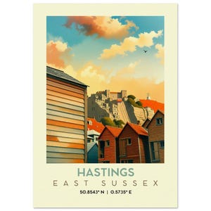 Retro Travel Poster Wall Art Hastings East Sussex