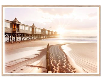 St Annes Pier Framed Poster: Scandinavian Beach Art