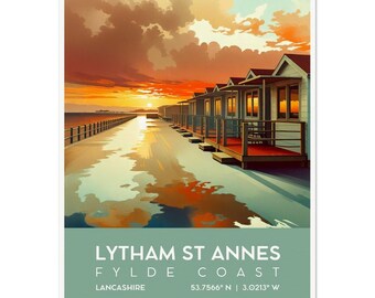 Impressão retrô de Lytham St Annes, pôster de viagem vintage