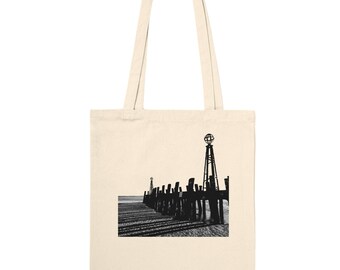 St Annes Pier Tote Bag - Eco-Friendly Cotton Bag - Vintage Beach Design