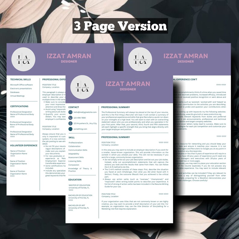 Creative & Modern Resume / CV Template for Canva professional - Etsy ...