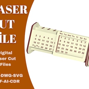 Perpetual Calendar - Eternal calendar, Calendar table decor, Calendar laser cut file - Desk Organizer - Wood Calendar - SVG, Glowforge