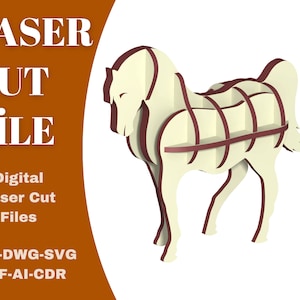 Modelo de cavalo cortado a laser modelo de madeira compensada dxf e dwg modelo de laser modelo de cavalo cavalo dxf dwg pdf ai svg modelo cdr para modelo de corte a laser