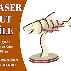 Laser cut shark model plywood model dxf and dwg laser template shark model shark dxf dwg pdf ai svg cdr model for laser cut model