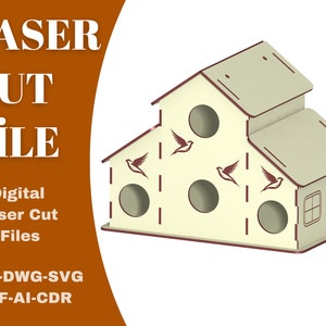 Laser cut bird box plywood model dxf and dwg laser template nesting model bird house dxf dwg pdf ai svg cdr model for laser cut model