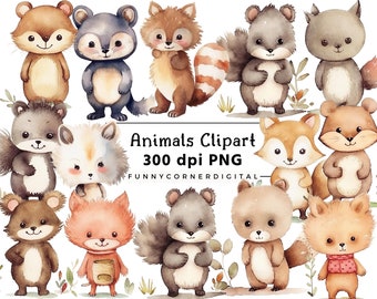 26  Watercolor Woodland animals clipart forest animals PNG forest cute woodland animals png jungle animals clipart printable prints 005