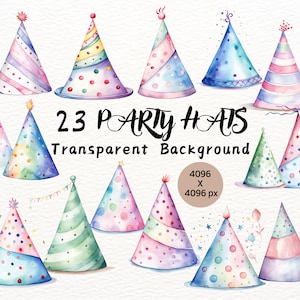 23 PNG Watercolor Party Hats Clipart birthday party hats PNG colorful Party Hats for kids Birthday Party decor Instant download 0013