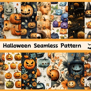 20 Watercolor Halloween digital paper seamless pattern paper cute pumpkin patterns spooky holiday halloween background digital prints P002