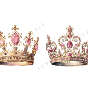 11 Watercolor Pink Crown Clipart Princess for Girls Tiara Clipart PNG ...