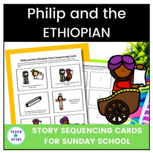 Philippus und die äthiopische Bibel, Ablaufkarten für Sonntagsschulunterricht, Vorschule, Kindergarten, 1.Klasse
