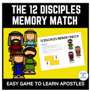 Jesus 12 Disciples Names, Twelve Disciple Memory Match Game, Who are the 12 Disciples of Jesus, How Many Disciples Did Jesus Have, Preschool