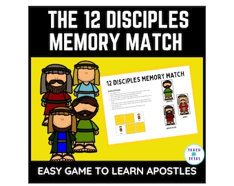 Jogo da Memória dos Doze Discípulos de Jesus para Crianças em Idade Pré-Escolar - Inclui 12 Pôsteres (21,5 x 28 cm)