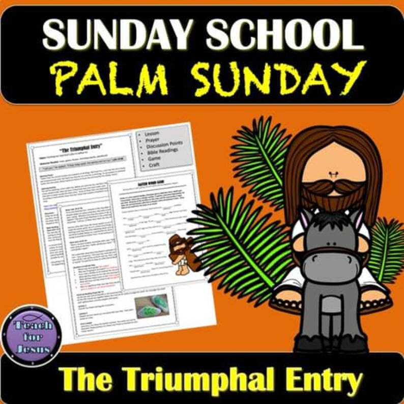 Palm Sunday Kids Lesson for Sunday School With Craft Activity and Bible ...