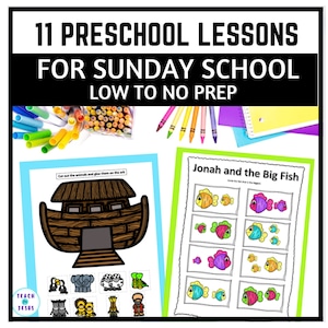 Preschool Sunday School Lessons for Kids Ministry and Children&#39;s Church Each with Bible Story Craft and Activity