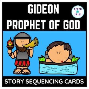 Gideon alttestamentliche Bibelgeschichten-Reihenfolgekarten für Sonntagsschulunterricht, Vorschule, Kindergarten, 1.Klasse
