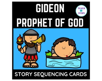 Gideon Old Testament Bible Story Sequencing Cards for Sunday School Lessons, Preschool, Kindergarten, 1st Grade