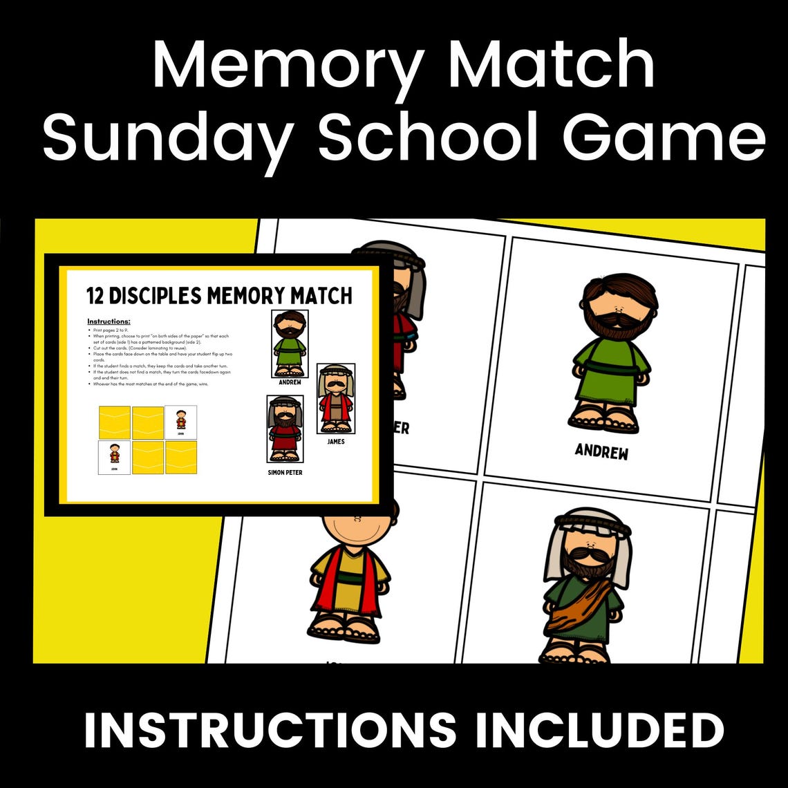 Twelve Disciples of Jesus Memory Match Game for Preschool to Help Kids ...