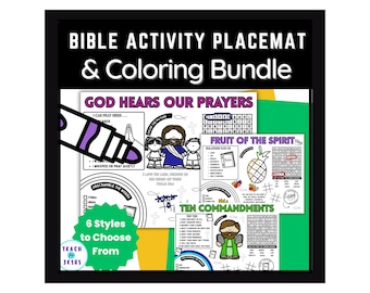 Kid Activity Placemats - Bible Printable - Children Bible Coloring Sheets for Sunday School, Homeschool, Church Lessons, and Prayer