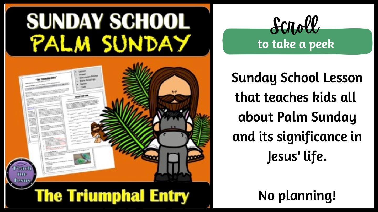 Palm Sunday Kids Lesson for Sunday School With Craft Activity and Bible ...