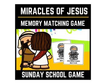 Miracles of Jesus Matching Card Game - Bible Story Lessons Activities for Sunday School Class, Children's Church, Kids Ministry