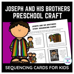 Joseph und sein bunter Mantel und Joseph's Brothers Bibelgeschichten-Reihenfolgekarten für Sonntagsschulunterricht, Vorschule, Kindergarten, 1.Klasse