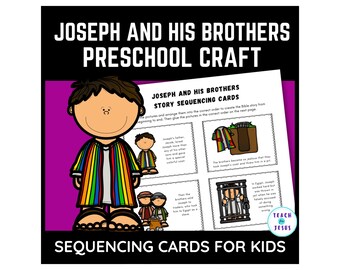 Joseph and His Colorful Coat and Joseph's Brothers Bible Story Sequencing Cards for Sunday School Lesson, Preschool, Kindergarten, 1st Grade