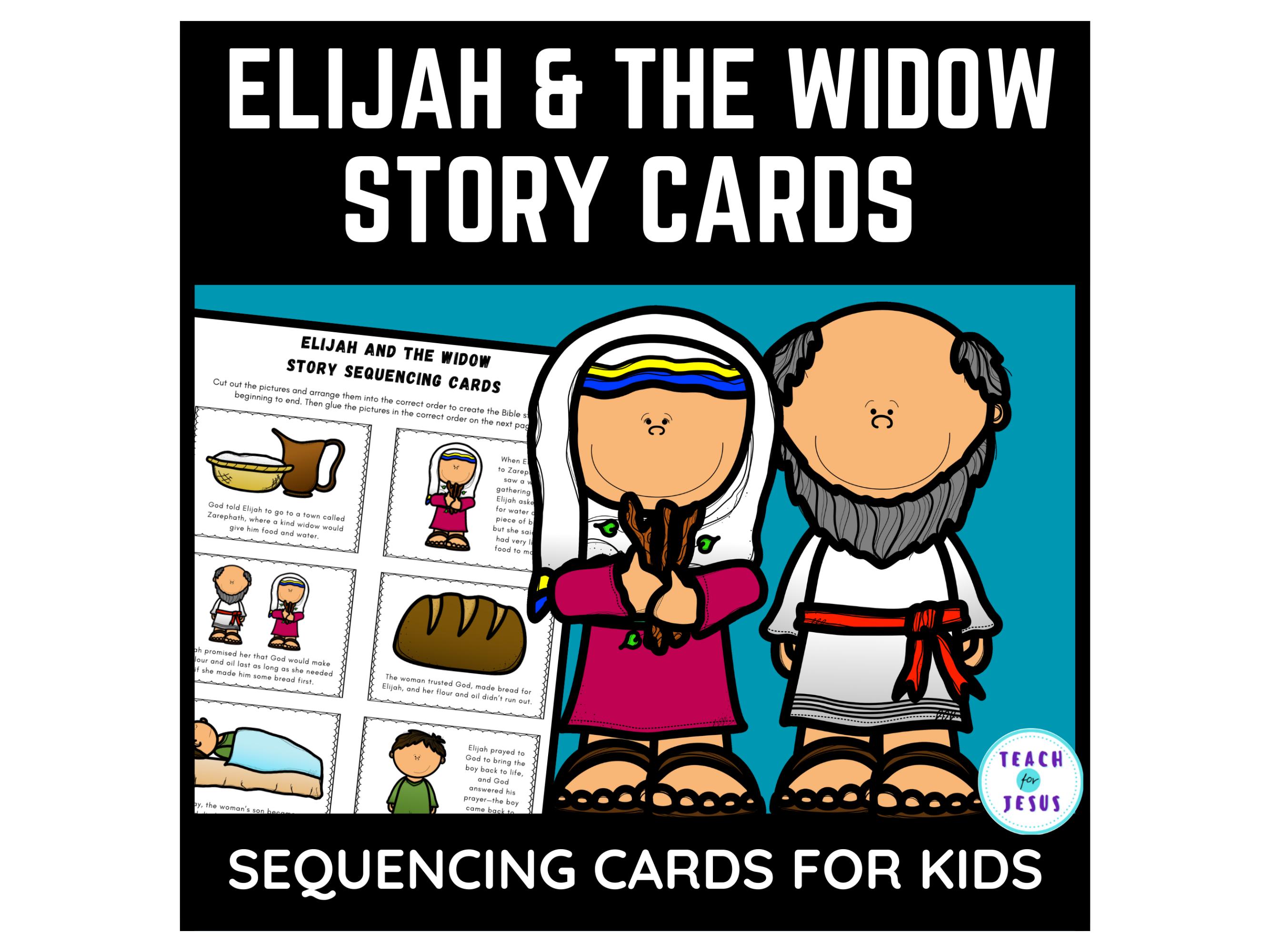 Elijah and The Widow Easy Bible Craft and Story Sequencing Cards for Sunday School Lessons, Preschool, Kindergarten, 1st Grade