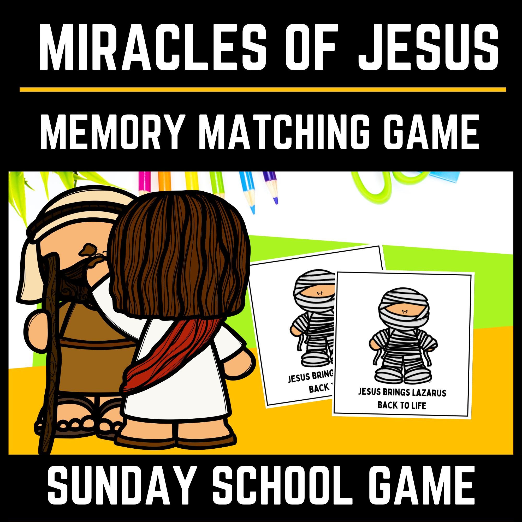 Miracles of Jesus Matching Card Game - Bible Story Lessons Activities ...