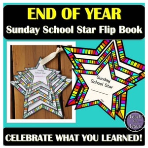 Puede incluir: Un libro de bolsillo con forma de estrella colorido para la escuela dominical. El libro tiene un borde de arcoíris y las palabras "Sunday School Star" escritas en la portada. El libro está diseñado para ayudar a los niños a celebrar lo que han aprendido durante el año.