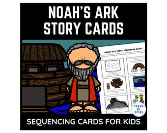 Noah&#39;s Ark Bible Story Sequencing Cards for Sunday School Lessons, Preschool, Kindergarten, 1st Grade