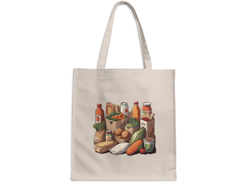 Reusable Grocery Tote Bag With Vibrant Food Illustration, Eco-friendly ...