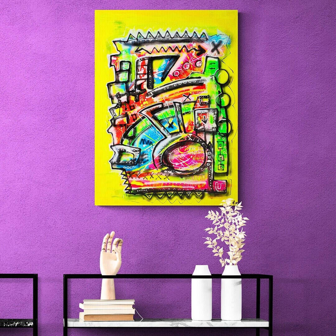 Original Street Art on Canvas Graffiti Urban Abstract Artwork Etsy