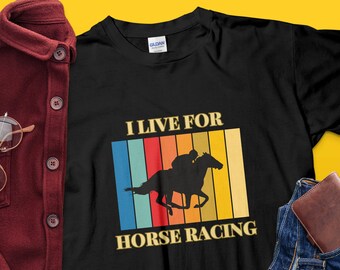 Horse Racing Shirt Retro T-Shirt Unisex Tshirt for Him Her Tee Sports Clothing  Colorful Teeshirt Horses Horseback Riding